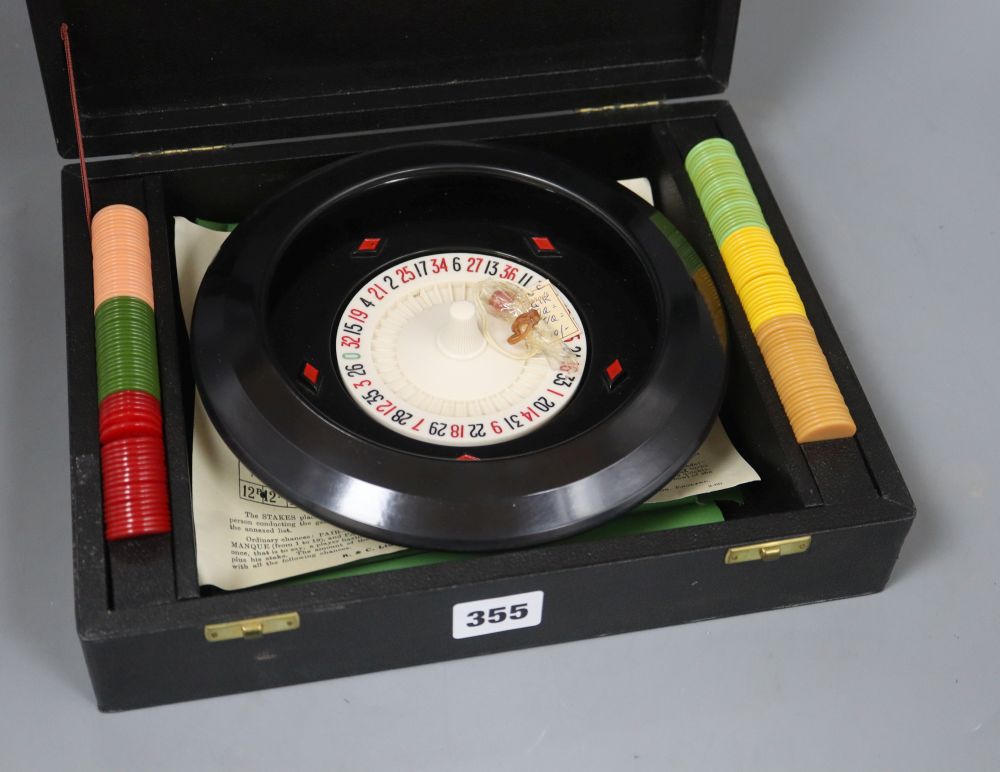 A cased roulette set